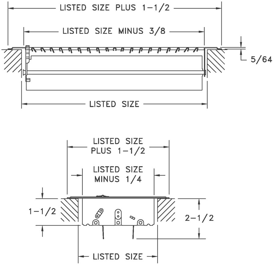 421 - Steel Floor Register - Dimensional Drawing