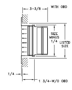 92HVO - Steel Double Deflection Register, No damper - dimensional drawing